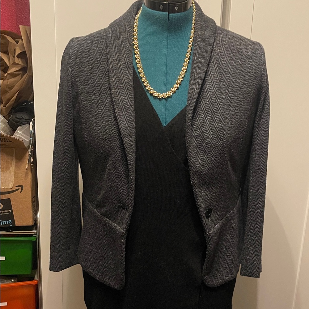 Banana Republic Charcoal Women's sweater blazer cropped sleeves